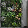 Living Plant Wall With Diverse Green Plants Colorful Flowers And Stone Accents