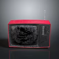 Vintage Red Computer Monitor With Retro Antenna And Black Screen Design