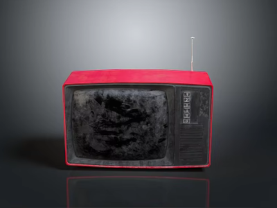 Vintage Red Computer Monitor With Retro Antenna And Black Screen Design 3d model