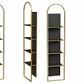 Modern Black and Gold Bookcase with Arch Design and Multi Tiered Shelves