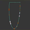 Colorful Beaded Necklace With Black String And Assorted Colored Beads In Red Blue Gray White