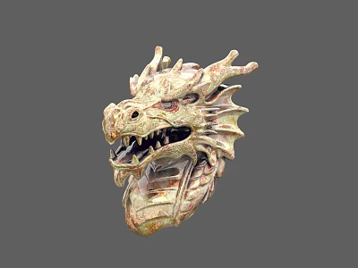 Detailed Mythical Dragon Head Sculpture With Intricate Carving And Artistic Texture 3d model