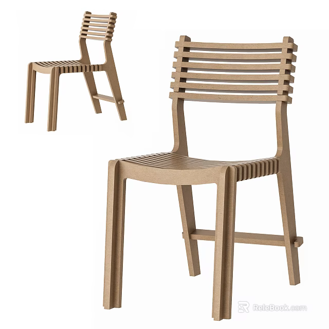 Ergonomic Wooden Kids Chair With Slatted Back Stable Legs Safe For Children's Room 3d model 