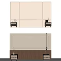 Modern Bed Background Wall With White Paneling And Symmetric Side Cabinets 3d model