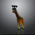 Cartoon Giraffe Character With Black Orange Yellow Colors Spiked Neck And Black Spots