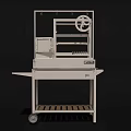 Wheeled Industrial Equipment Cart With Control Panel And Circular Component