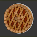 Delicious Fruit Pie With Lattice Crust Fluted Edges And Decorative Shapes On Silver Foil Tray