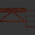 Red Wooden Desk Workstation With Upper Shelf And Lower Layered Storage Shelves