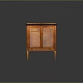 Vintage Wooden Cabinet With Double Glass Doors And Carved Legs Design