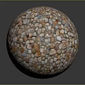 Pebble Covered Decorative Sphere With Textured Surface For Home Decor