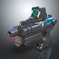 Futuristic Sci Fi Weapon With Laser Sight And Blue Accents Black Design