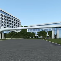 Modern Office Building Complex With Curved Architecture And Lush Green Surroundings