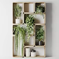 Indoor Multi tiered Wooden Frame Garden Decor With Hanging Plants And Various Green Potted Plants