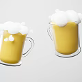 Two Transparent Mugs of Frothy Yellow Beverage with Overflowing White Foam
