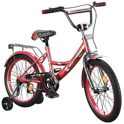 Red Children's Bicycle With Training Wheels Sturdy Frame Comfortable Seat And Durable Wheels 3d model