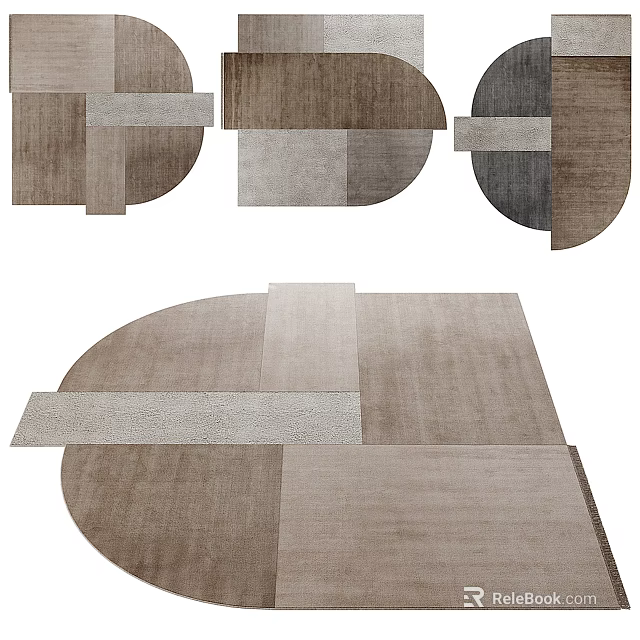 Geometric Shaped Rugs With Neutral Color Palette And Modern Design 3d model 
