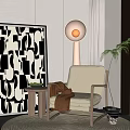 Modern log rest chair combination 3d model