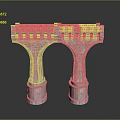 Red Brick Arch Bridge Structure With Double Arches And Stone Pedestals