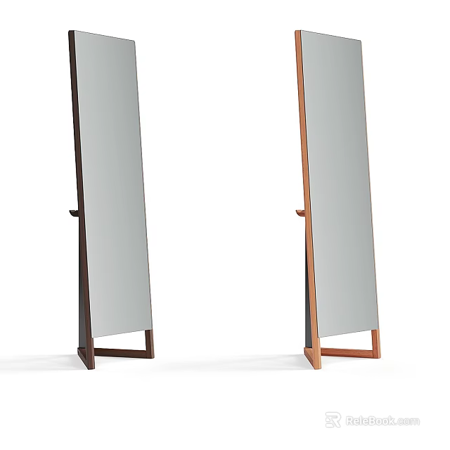 Modern Full Length Standing Mirrors With Dark And Brown Wooden Frames Design 3d model
