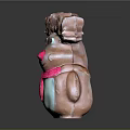 Handcrafted Reindeer Sculpture With Pink Nose And Pink Scarf In Brown And Blue