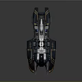 Futuristic Metallic Spaceship Design With Sleek Aerodynamic Structure And Detailed Accents