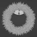 Festive Green Christmas Wreath Decoration With Golden Bells And Glowing Lights
