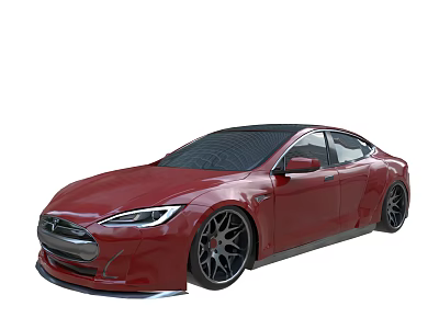 Red Modern Sports Sedan With Black Roof Aerodynamic Design And Alloy Wheels 3d model