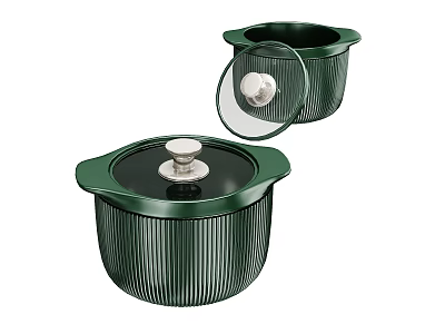 Elegant Green Coffee Table With Ribbed Design And Transparent Lid 3d model