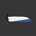 Blue And White Streamlined Underwater Vehicle With Yellow Tip Propellers And Sleek Body