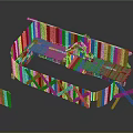 Detailed Traditional Curved Wooden Building Model With Cross Supports And Components