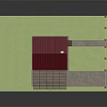 Red Roof House With White Fence Green Lawn And Red Pillars