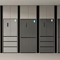 Modern Refrigerators With Sleek Grey Finish Double Door Design And Drawer Compartments