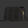 Stylish Dark Crocodile Texture Leather Handbag With Gold Hardware And Shoulder Strap