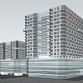 Modern High Rise Buildings Architectural Model with Green Area and Surrounding Infrastructure