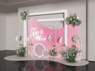 Modern Wedding Beauty Wedding Wall Movable Wall Floral Flower Arrangement Floral Combination Floral Ornaments Floral Decoration Wedding Floral Arrangement 3d model