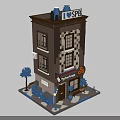 Charming Miniature Store Building With Pancakes Sign Tables Chairs And Street Lamps