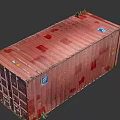 Industrial Equipment Red Shipping Container With FAL Logo And Rust Stains