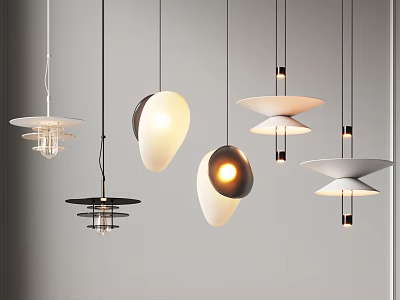 Stylish Modern Pendant Lights Featuring Various Contemporary Shapes And Designs 3d model