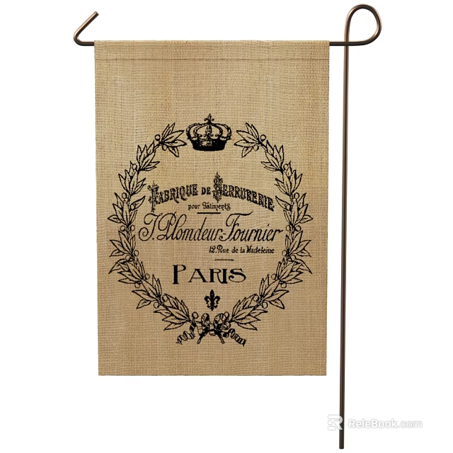 Burlap Sign With Crown Laurel Wreath Liqueur de Framboise A Blondin-Fournier Paris 3d model 