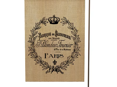 Burlap Sign With Crown Laurel Wreath Liqueur de Framboise A Blondin-Fournier Paris 3d model