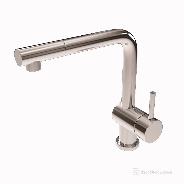 Sleek Modern Stainless Steel Faucet with Curved Spout and Single Handle Design 3d model 