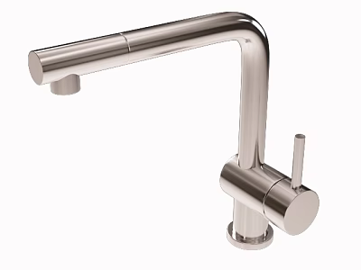 Sleek Modern Stainless Steel Faucet with Curved Spout and Single Handle Design 3d model