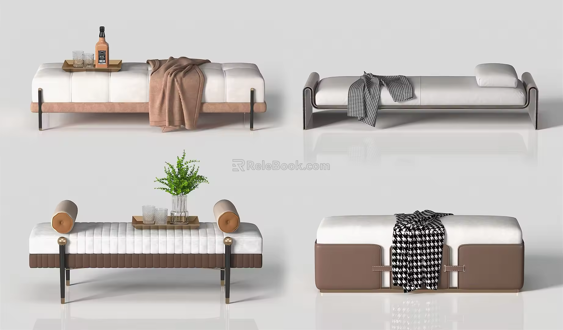 Modern Bed End Stool Bed End Stool Sofa Stool Combination 3d model