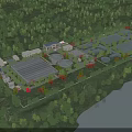 Aerial View of Modern Industrial Plant With Lush Greenery and Circular Facilities