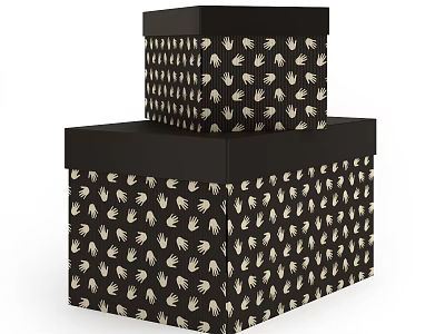 Modern Decorative Storage Cabinets With Black Finish And White Patterns In Stacked Design 3d model