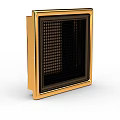 Black Component Featuring Golden Frame And Small Circular Dots Inside Structure