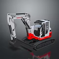 Crawler Excavator With White And Red Body Cab Arm Bucket And Tracks