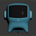 Cute Blue Robot Character With Smiley Face Display And Headphone Shaped Ears Design