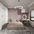 Modern Children's Room Bedroom Dresser Wardrobe Girls Room Chandelier Pink Princess Room 3d model