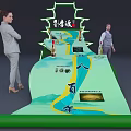 Scenic Tourist Model Featuring Green Wavy Path Liuxiaoyan Landmark And Figures